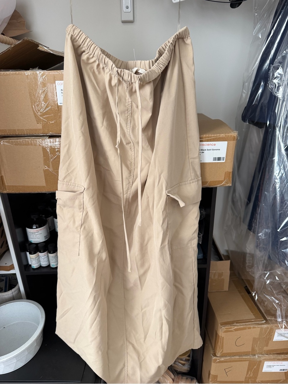 Beige Women’s Utility Drawstring Skirt